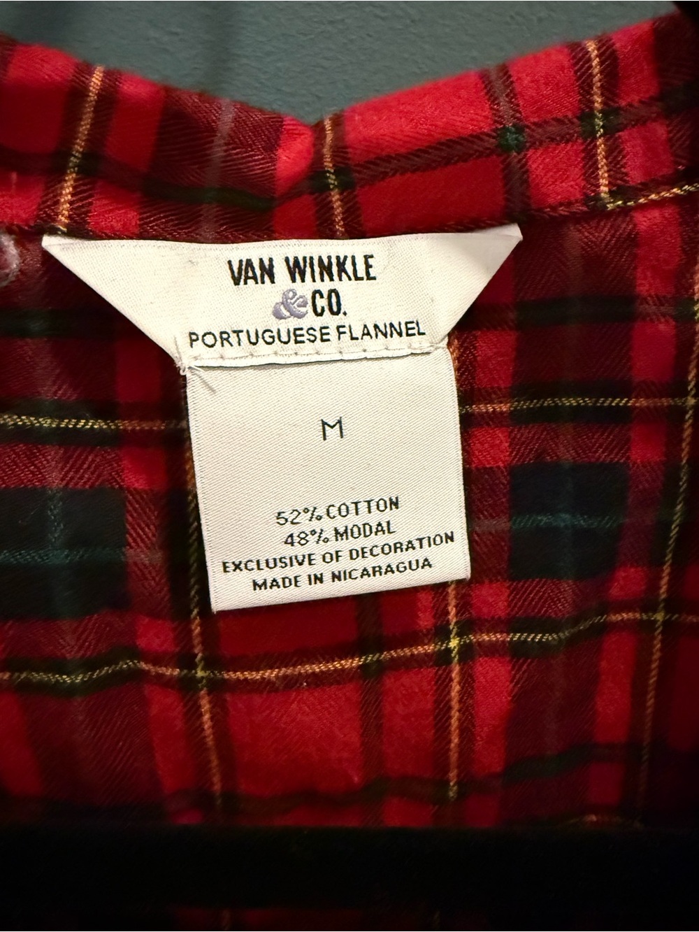 Red Plaid Cotton Pajama Top - Picture 4 of 5